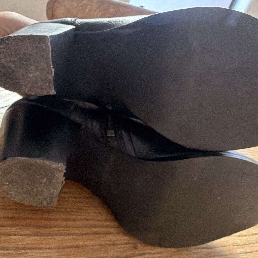 Diba Black Pebbled Leather Block Heel Ankle Zip Bootie 8 Western City Timeless - Picture 6 of 8